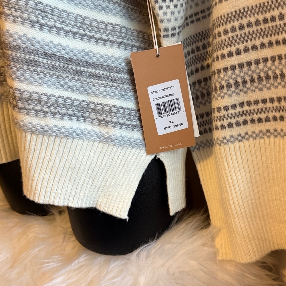 NWT Cyrus striped Mock Neck Sweater - Picture 3 of 5
